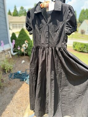 NWT Linen Vibes Chillinen Black Maxi Dress Size XS with Pockets and Belt